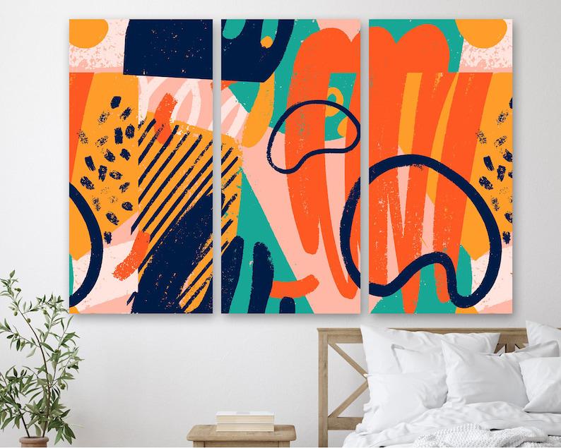 Модульна картина на полотні із трьох частин KIL Art Абстракція хаос форм 128x81 см (M3_L_386)