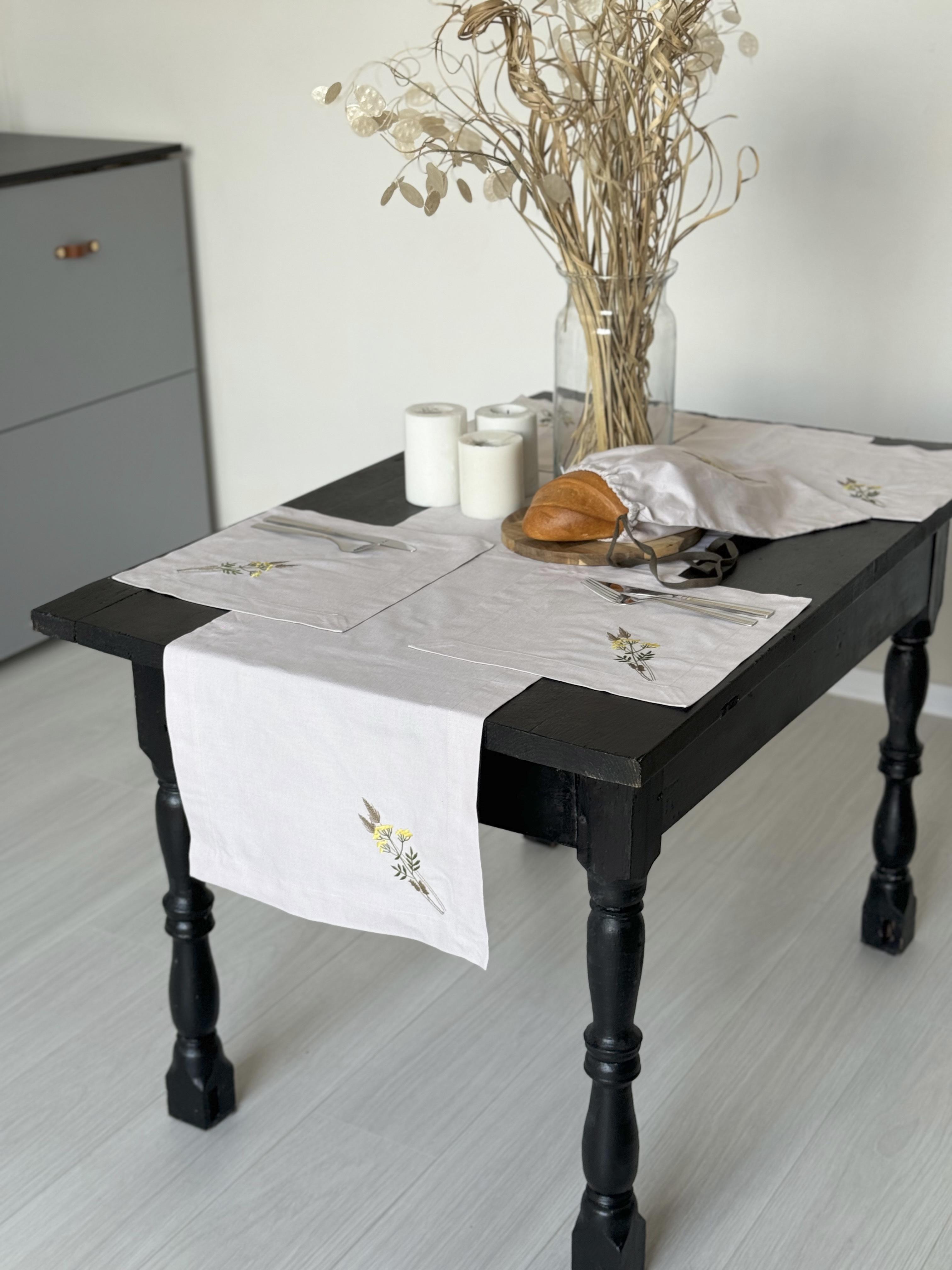 Набор для сервировки стола дорожка/салфетки с вышивкой Пижма (29918531)