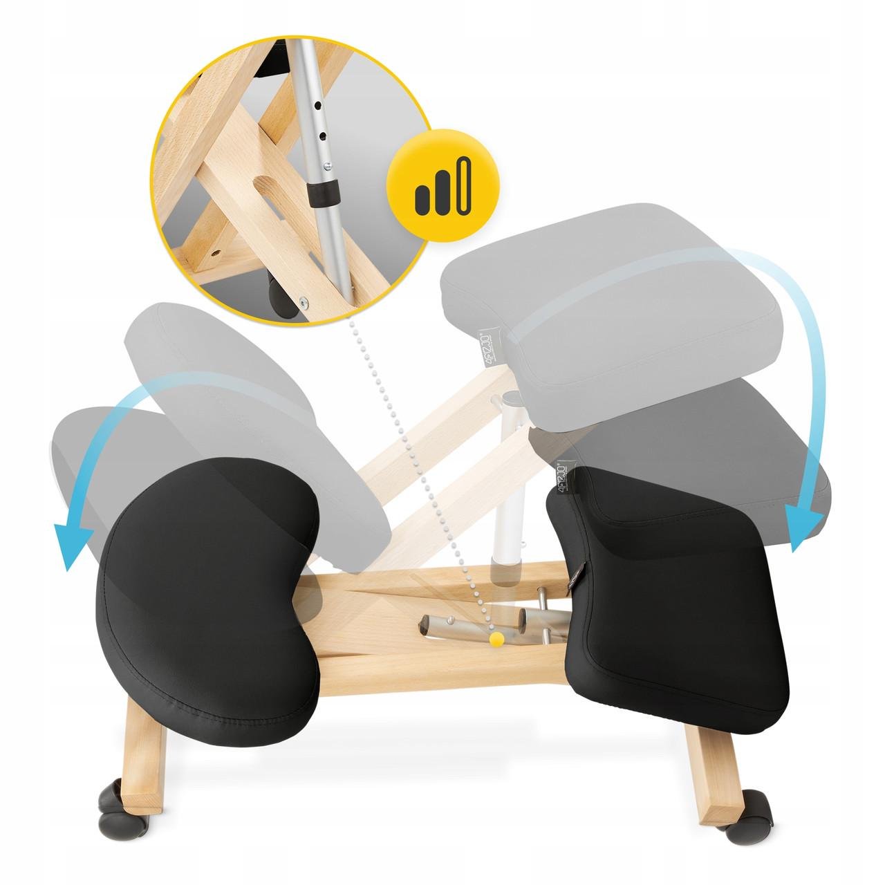 Стілець ортопедичний колінний 4fizjo Pure регульований на коліщатах Black (P-5905973402798) - фото 8