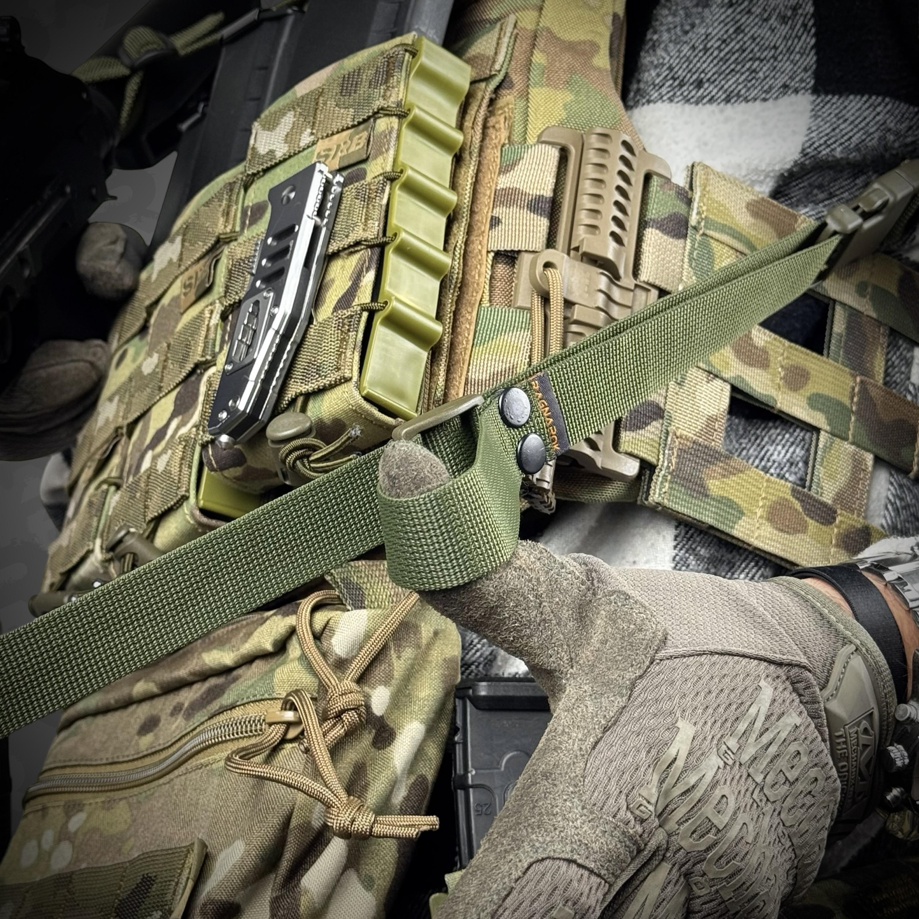 Ремінь для зброї одно/двоточковий еластичний Ragnarok FORSETI Олива - фото 6