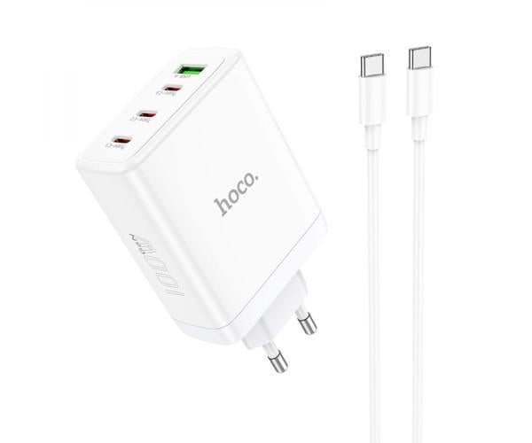 Пристрій мережевий зарядний Hoco N31 Leader GAN Type-C PD 100W/USB QC Type-C to Type-C 22,5W White