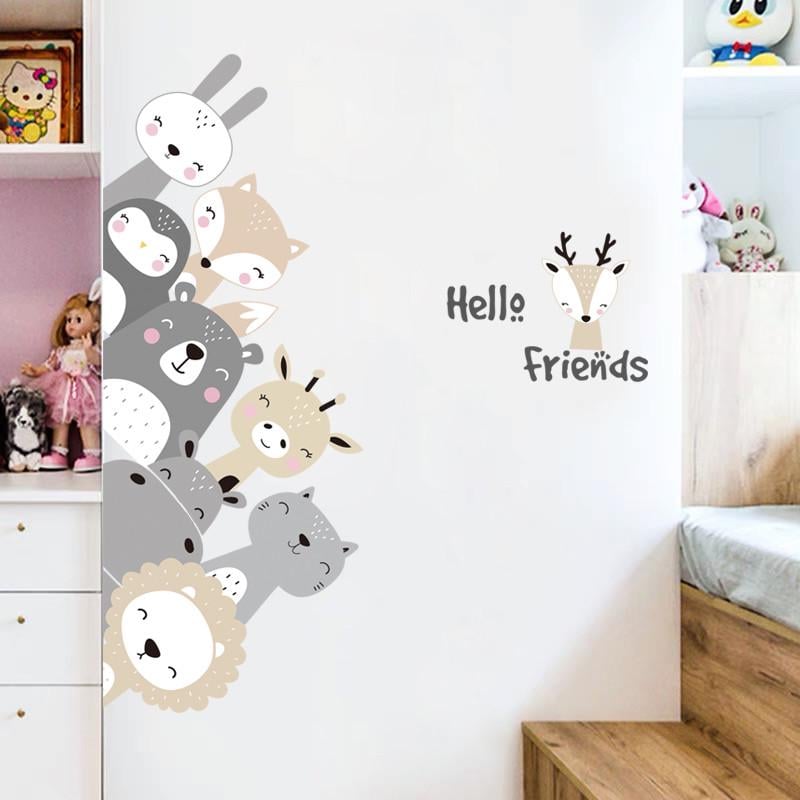 Наклейки виниловые Звери Hello Friends лист 30х90 см (Б480-2)