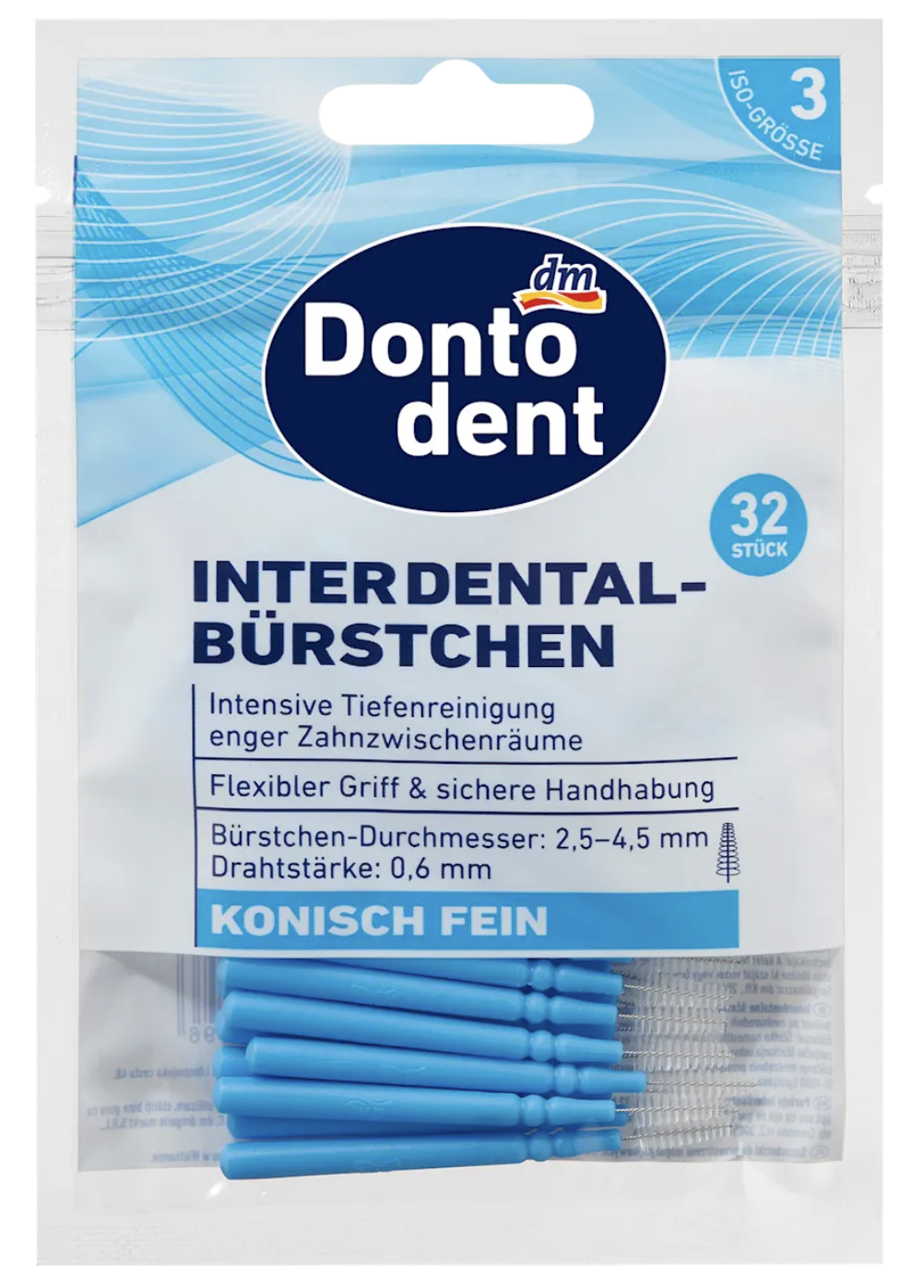 Щітки міжзубні Dontodent 0,6 мм 32 шт. Синій (4066447705096)