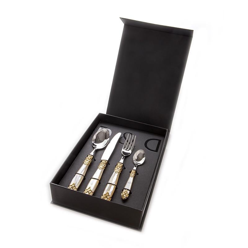 Набор столовых приборов Domus&Design Dubai 24 шт. Gold Steel/White Pearl (CD26DUGS/BN)