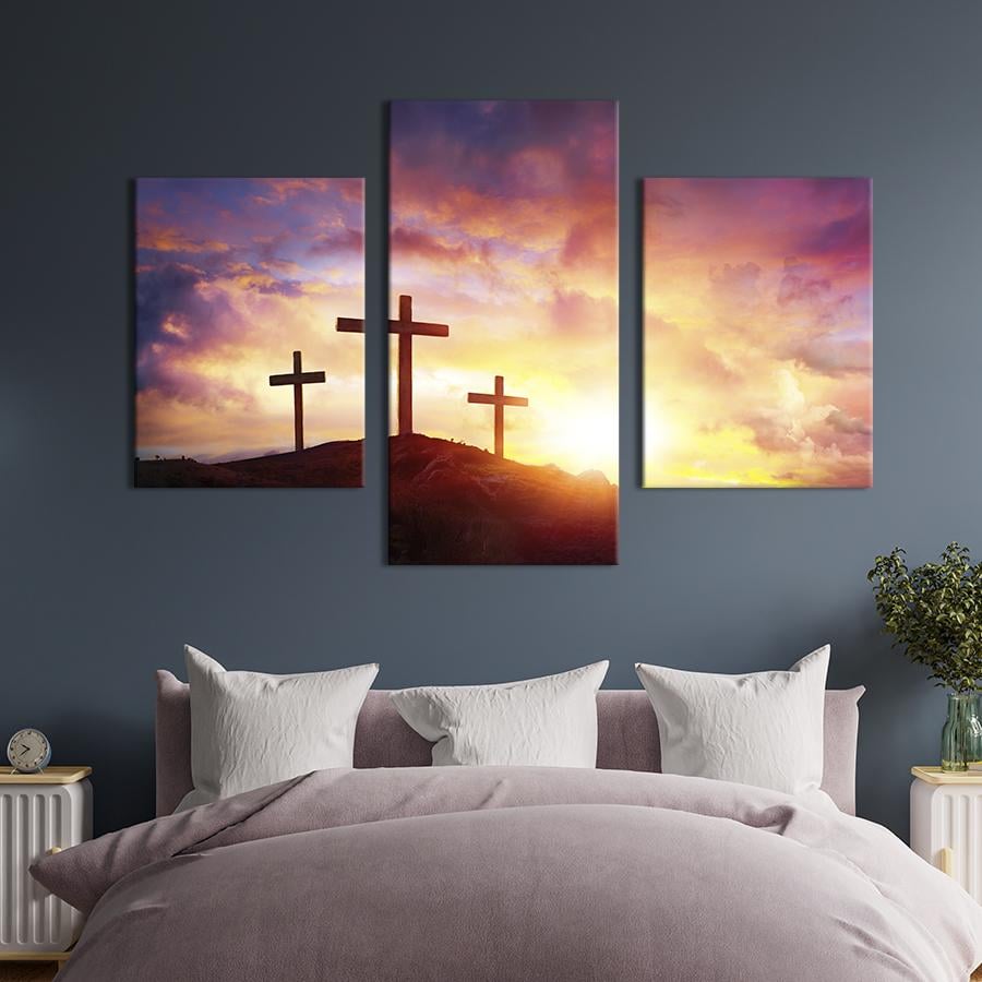 Картина для интерьера Кресты в лучах заката 141x90 см (469-32)