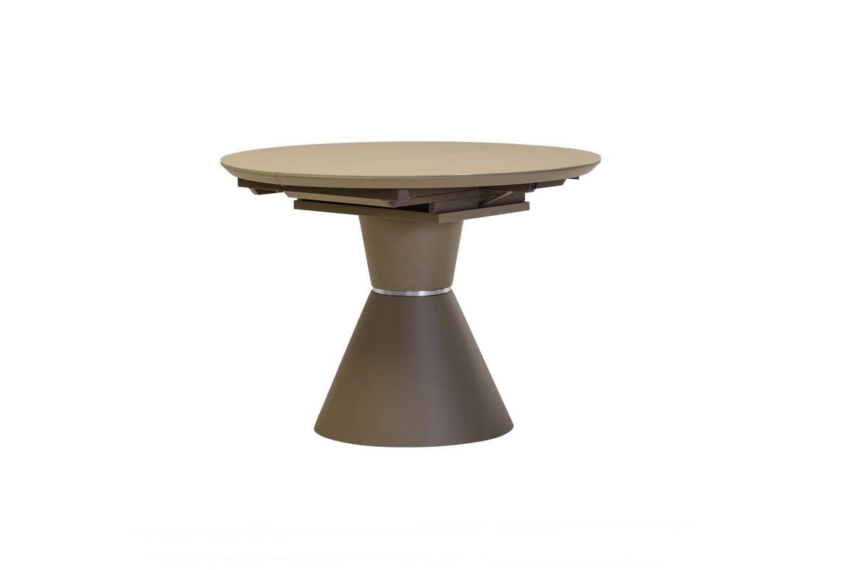 Стол обеденный круглый раскладной Vetro Mebel TML-651 105х105 см МДФ/каленое стекло Капучино