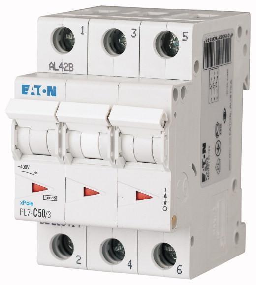 Автоматический выключатель Eaton PL7-C50/3 характеристика-C 3P 50А (263414)