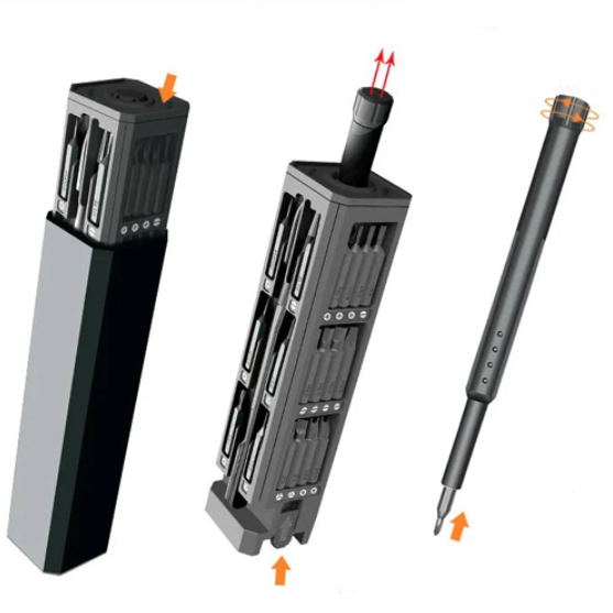 Викрутка прецизійна з 42 бітами лопаткою і пінцетом у кейсі Grey (710033) - фото 3 Викрутка прецизійна з 42 бітами лопаткою і пінцетом у кейсі Grey (710033) - фото 3