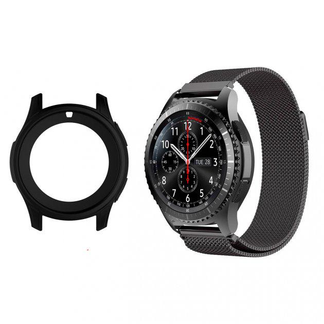 Комплект Watchbands металлический ремешок Milanese и чехол для Samsung S3 Frontier/Samsung Galaxy 46 мм Black (WB01KW-46-4) - фото 2 Комплект Watchbands металлический ремешок Milanese и чехол для Samsung S3 Frontier/Samsung Galaxy 46 мм Black (WB01KW-46-4) - фото 2