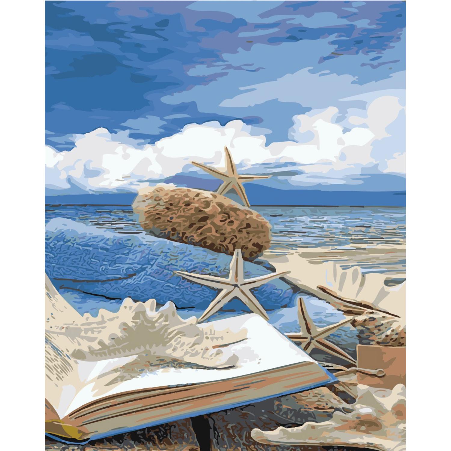 Картина по номерам Strateg Релакс у океана на цветном фоне 40x50 см (Str-SY6498)