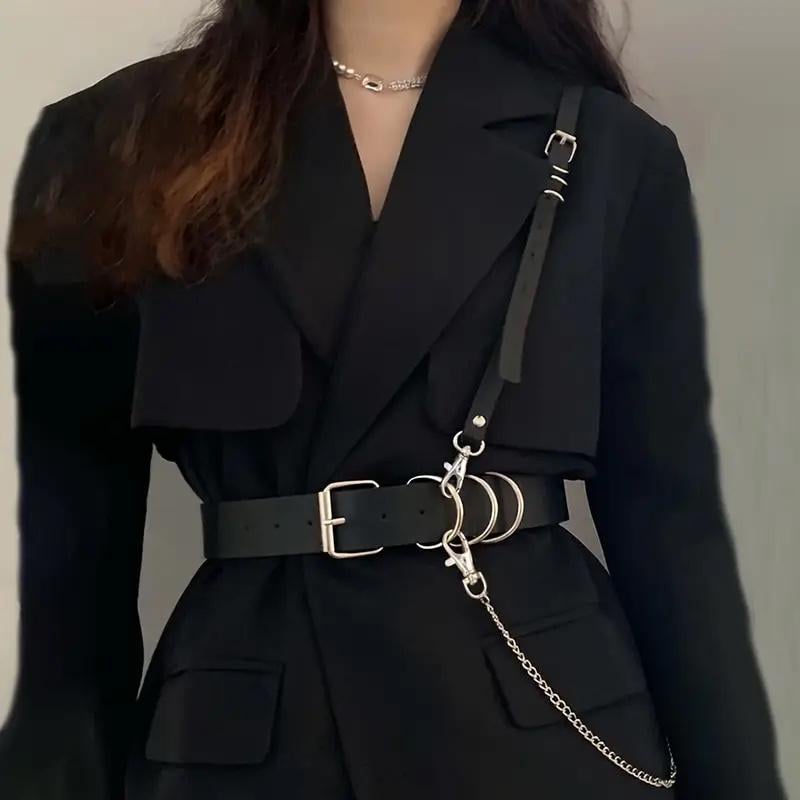 Портупея жіноча LET’S RESIN з ланцюгом довжина 95 см ширина 4 см Чорний - фото 3 Портупея жіноча LET’S RESIN з ланцюгом довжина 95 см ширина 4 см Чорний - фото 3