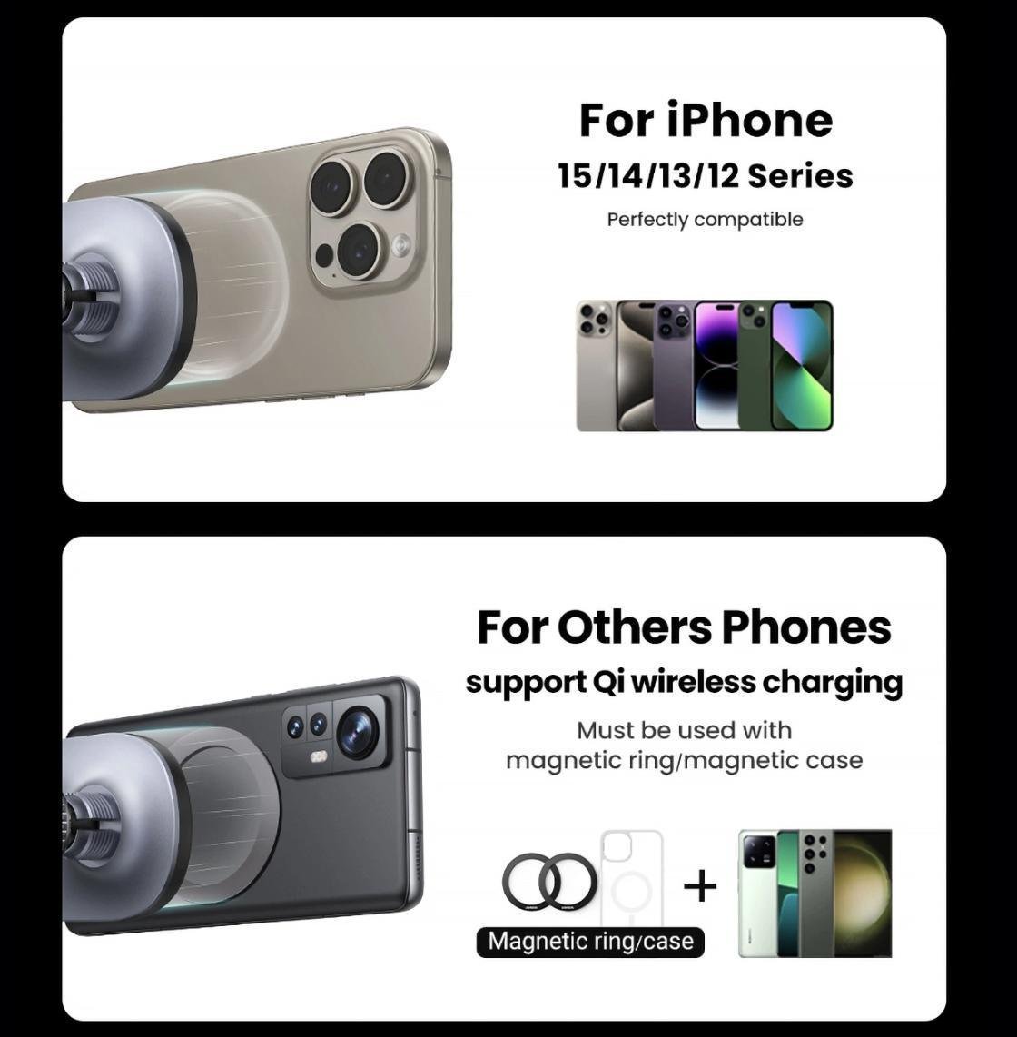 Держатель для телефона UGREEN W522 15W Black with MagSafe (2250884390) - фото 8