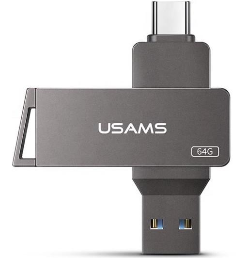 Флешка USAMS US-ZB200 Type-C OTG USB3.0 64 GB Сірий (1433046582)