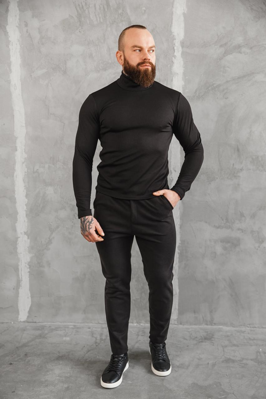 Штани чоловічі зимові slim-fit J0027 на флісі XL Чорний (J0027/3) - фото 2