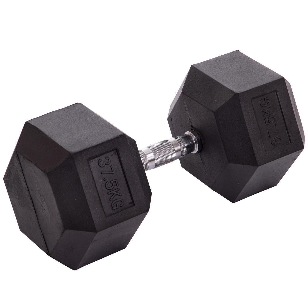 Гантель цільна Zelart TA-2679-37_5 шестигранна гексагональна гумова 37,5 кг (2532858635) - фото 1