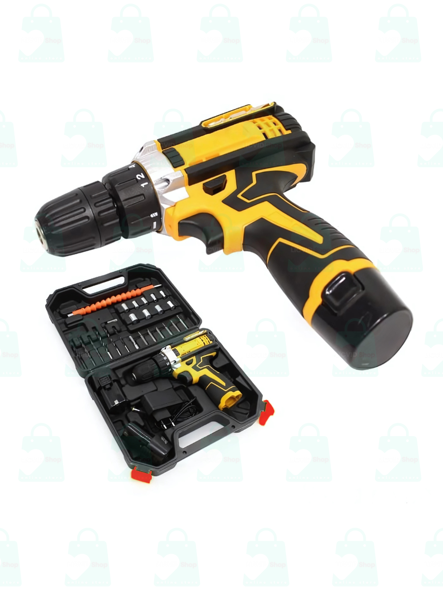 Дриль-шуруповерт акумуляторний 12V 1350 об/хв 24 предмети Жовто-Чорний (1663582196) - фото 18
