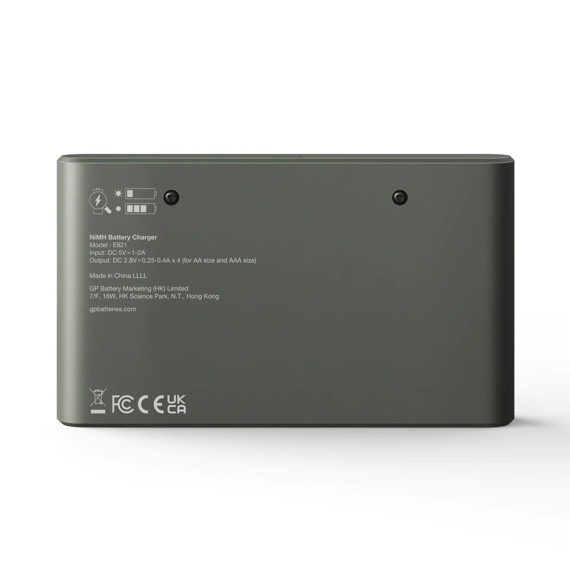 Зарядний пристрій універсальний GP E821 AAA 800 mAh AA/AAA Ni-Mh LED 4x2 каналів USB та акумулятори 4 шт. AA 2100 mAh (GPE821210E/85ER21-2TLB8) - фото 2