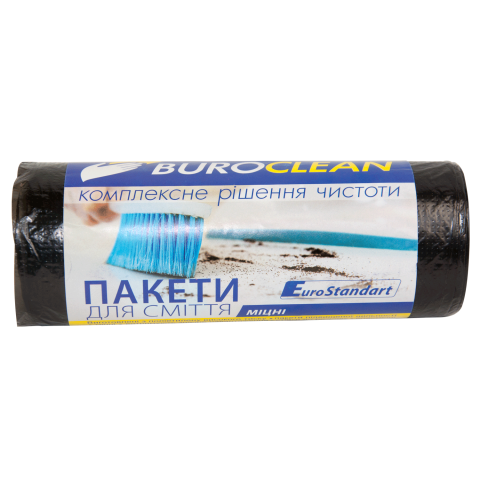 Мішки для сміття BuroClean EuroStandart 120 л/10 шт. 24 мкм LDPE Чорний (10200042)