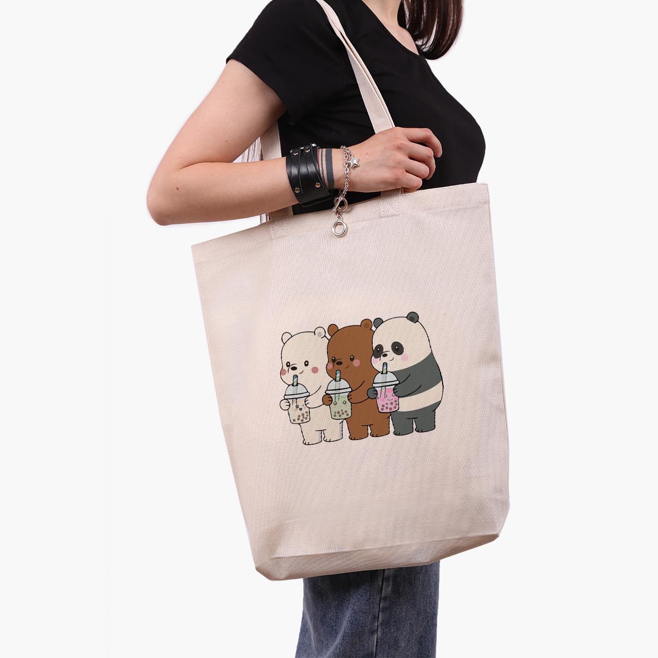 Эко сумка шоппер We Bare Bears 41x39x8 см Бежевый (9227-2896-WTD)