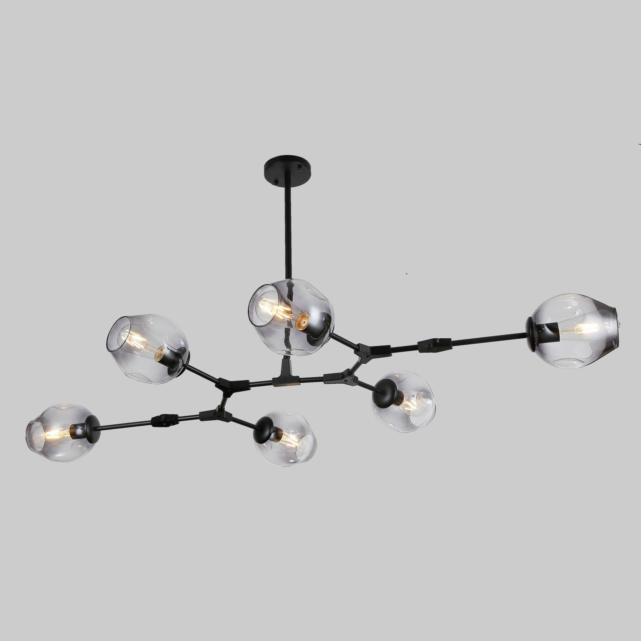 Люстра Molecule на 6 ламп с черно-прозрачными плафонами Черный Люстра Molecule на 6 ламп с черно-прозрачными плафонами Черный