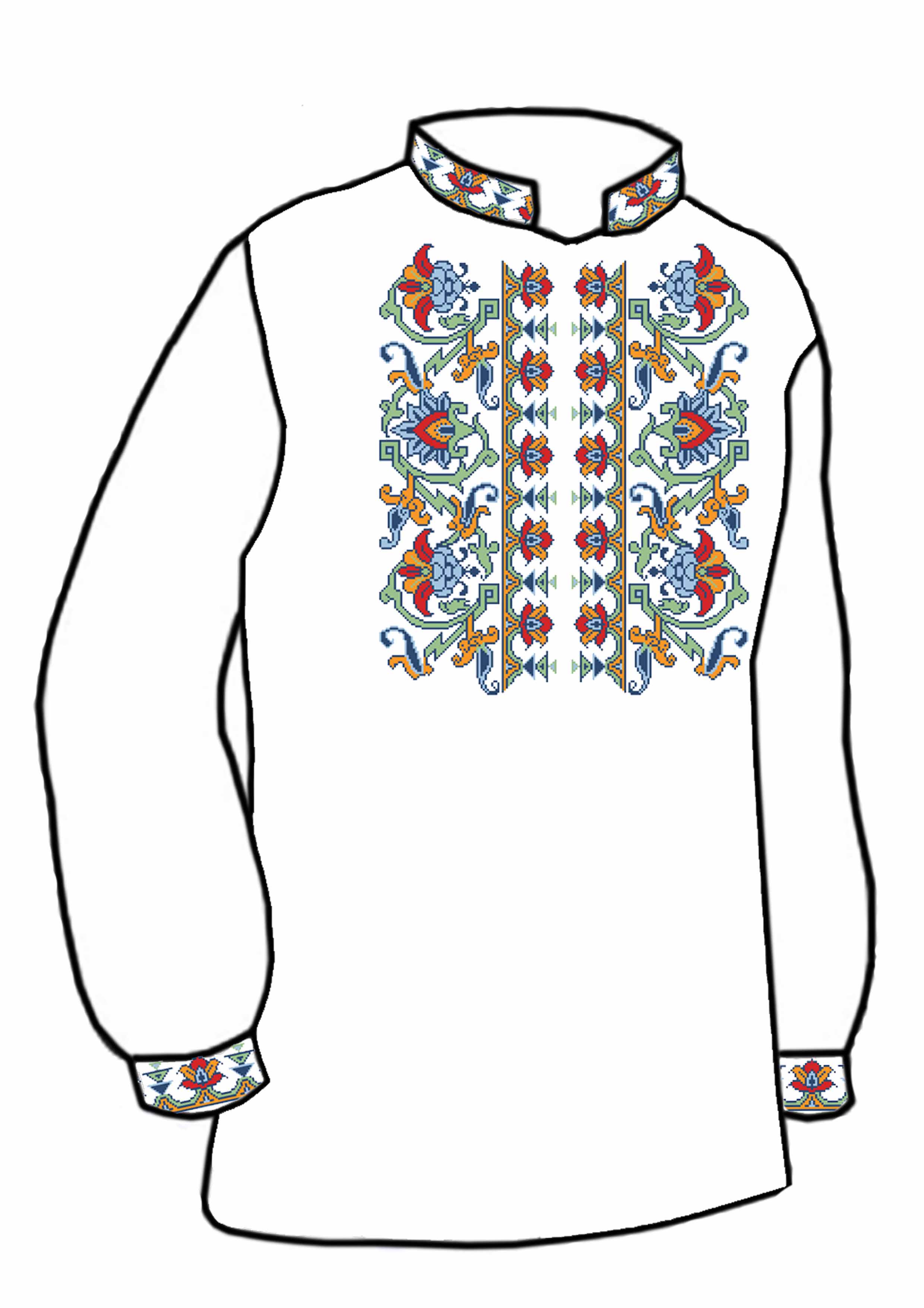 Заготовка для вишивки нитками або бісером/сорочка чоловіча не пошита СЧД-194 домоткане полотно Заготовка для вишивки нитками або бісером/сорочка чоловіча не пошита СЧД-194 домоткане полотно