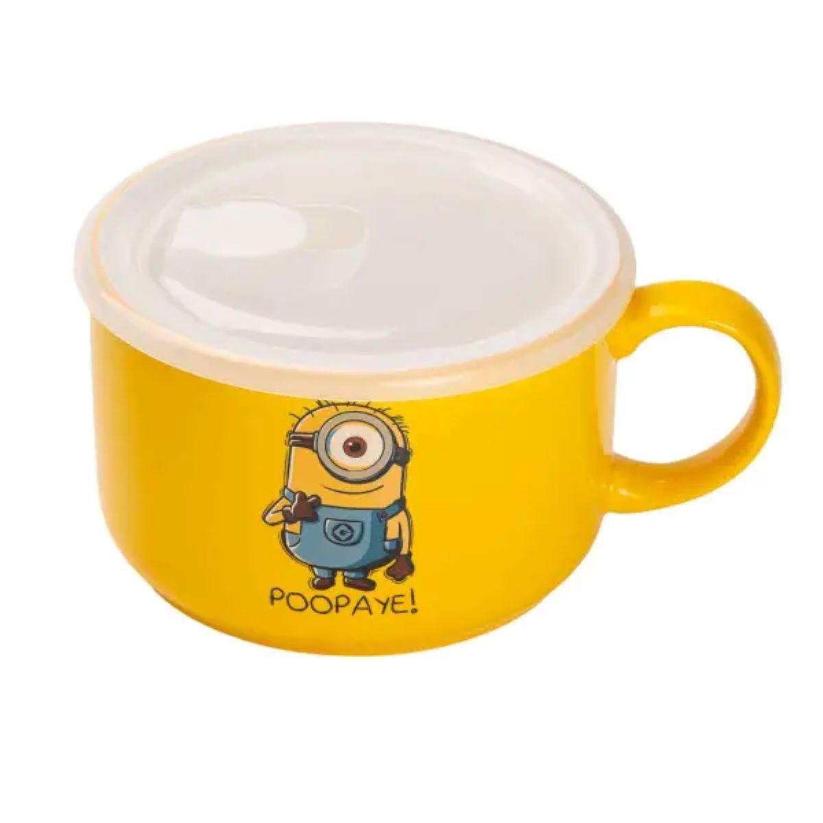 Миска керамическая HP-15-18BM с пластиковой крышкой для супа и лапши 900 мл (A-032970)