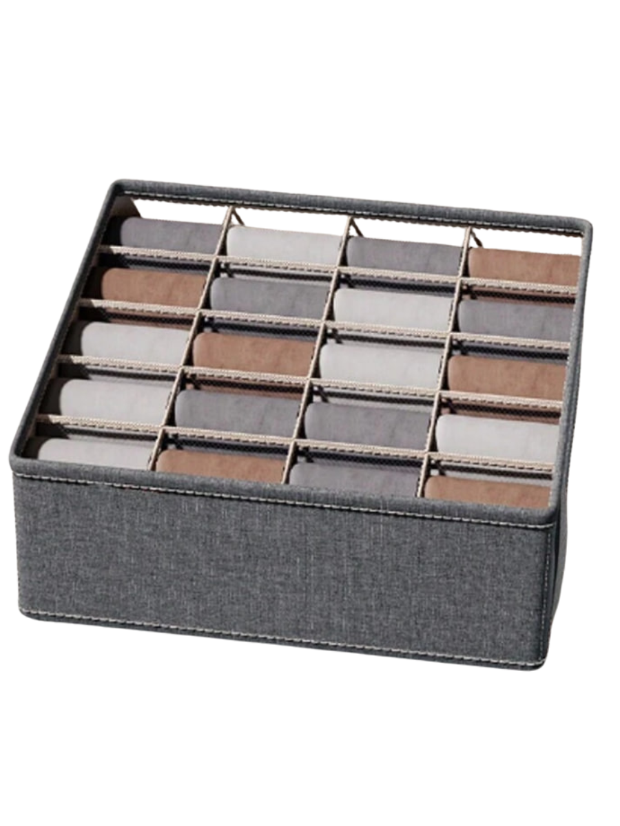 Органайзер тканевый с секциями для хранения белья 20 отделений жесткий каркас 32х32х11 см Серый (60090)