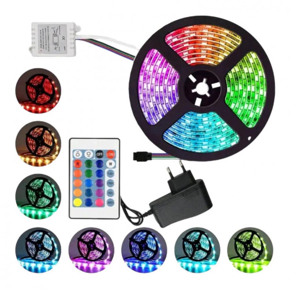 Світлодіодна RGB стрічка і пульт ДУ 5м SMD 5050 30 LED на метр 220В IP44 - фото 5 Світлодіодна RGB стрічка і пульт ДУ 5м SMD 5050 30 LED на метр 220В IP44 - фото 5
