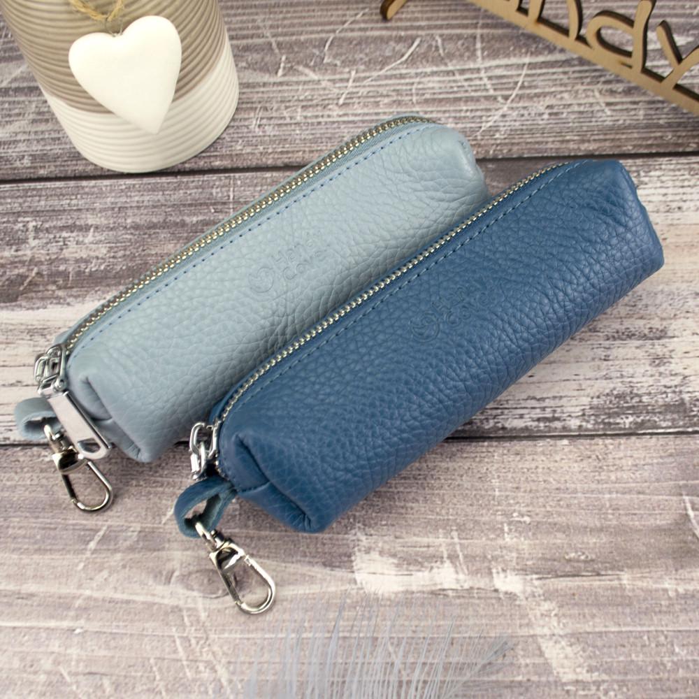 Ключница кожаная женская HC-110 на молнии Темно-голубой - фото 6