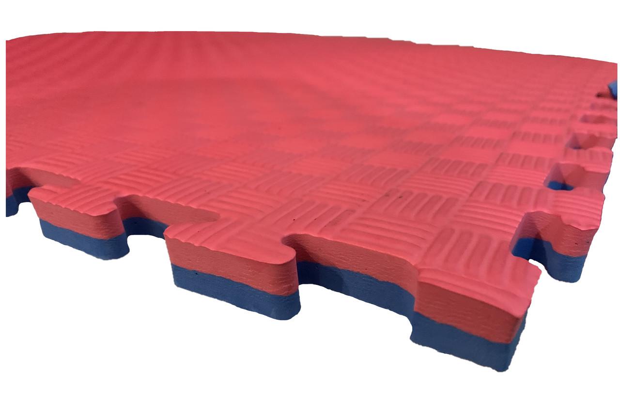 Килимок-пазл татамі ластівчин хвіст Termoizol EVA щільність 80 кг/м3 товщина 26 мм 100х100 см Червоно-блакитний
