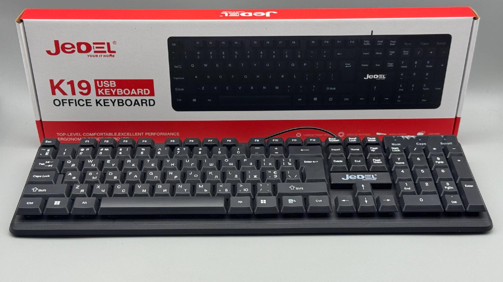 Клавиатура проводная для компьютера Jedel K19 от USB Черный