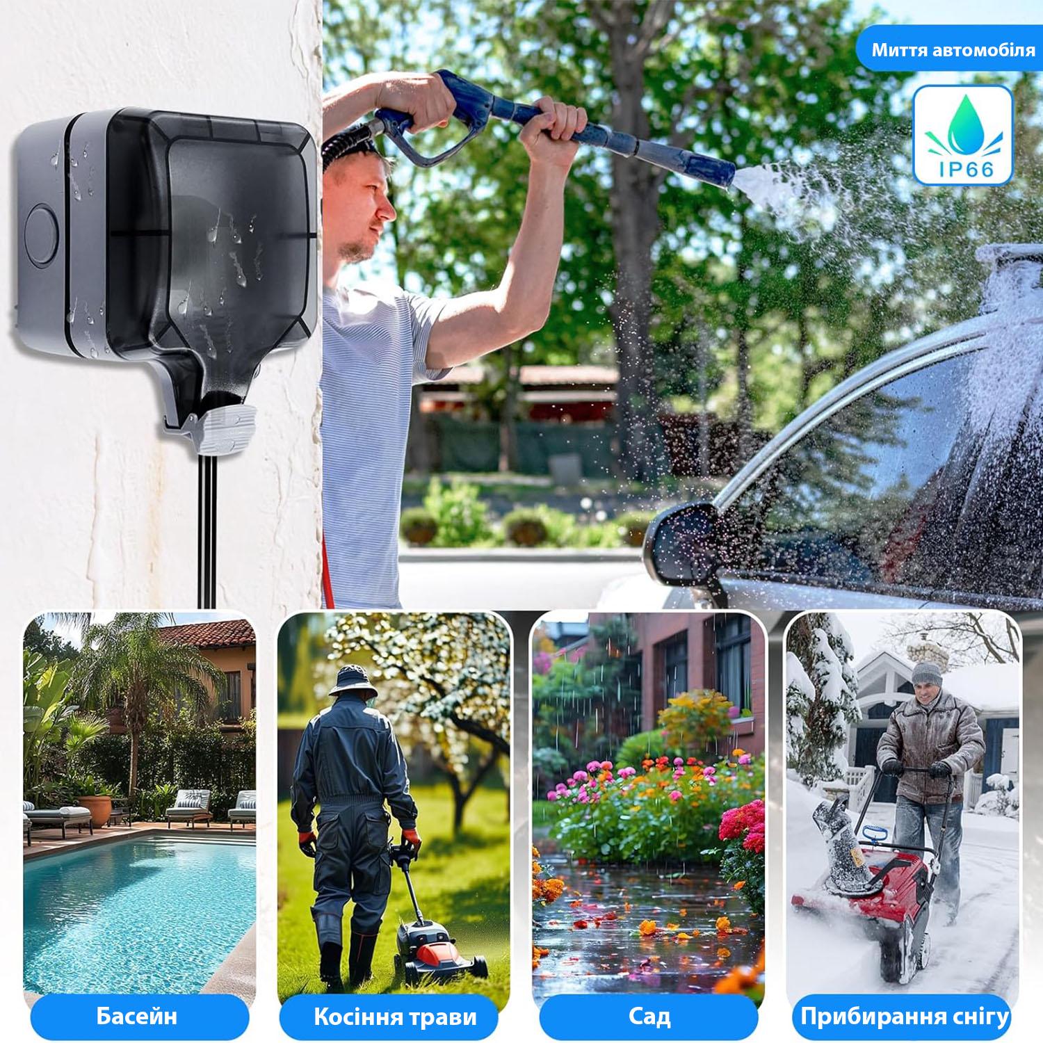 Розетка одинарна Premium з вимикачем усередині IP66 водонепроникна Сірий - фото 7