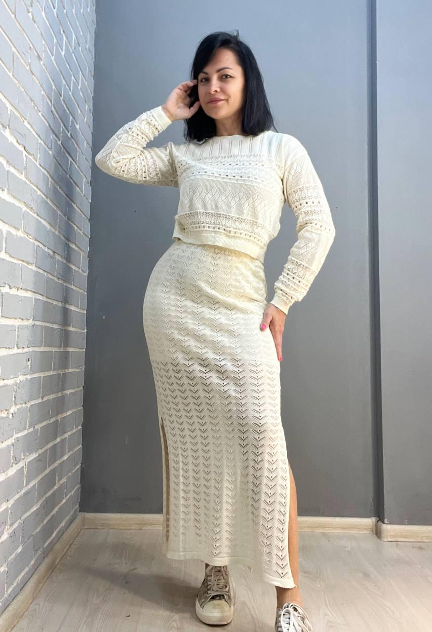 Костюм жіночий Mintas 2414-2416 спідниця та реглан OS Молочний (2058) - фото 8 Костюм жіночий Mintas 2414-2416 спідниця та реглан OS Молочний (2058) - фото 8