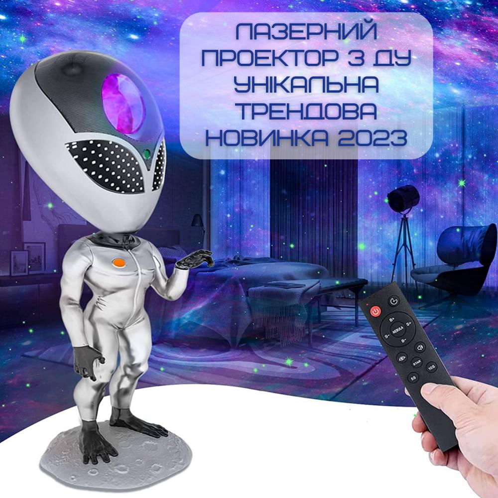 Проектор лазерный Звездного Неба AlienSUN Пришелец 8 режимов 5 уровней интенсивности с функцией повторения слов и таймером - фото 2 Проектор лазерный Звездного Неба AlienSUN Пришелец 8 режимов 5 уровней интенсивности с функцией повторения слов и таймером - фото 2