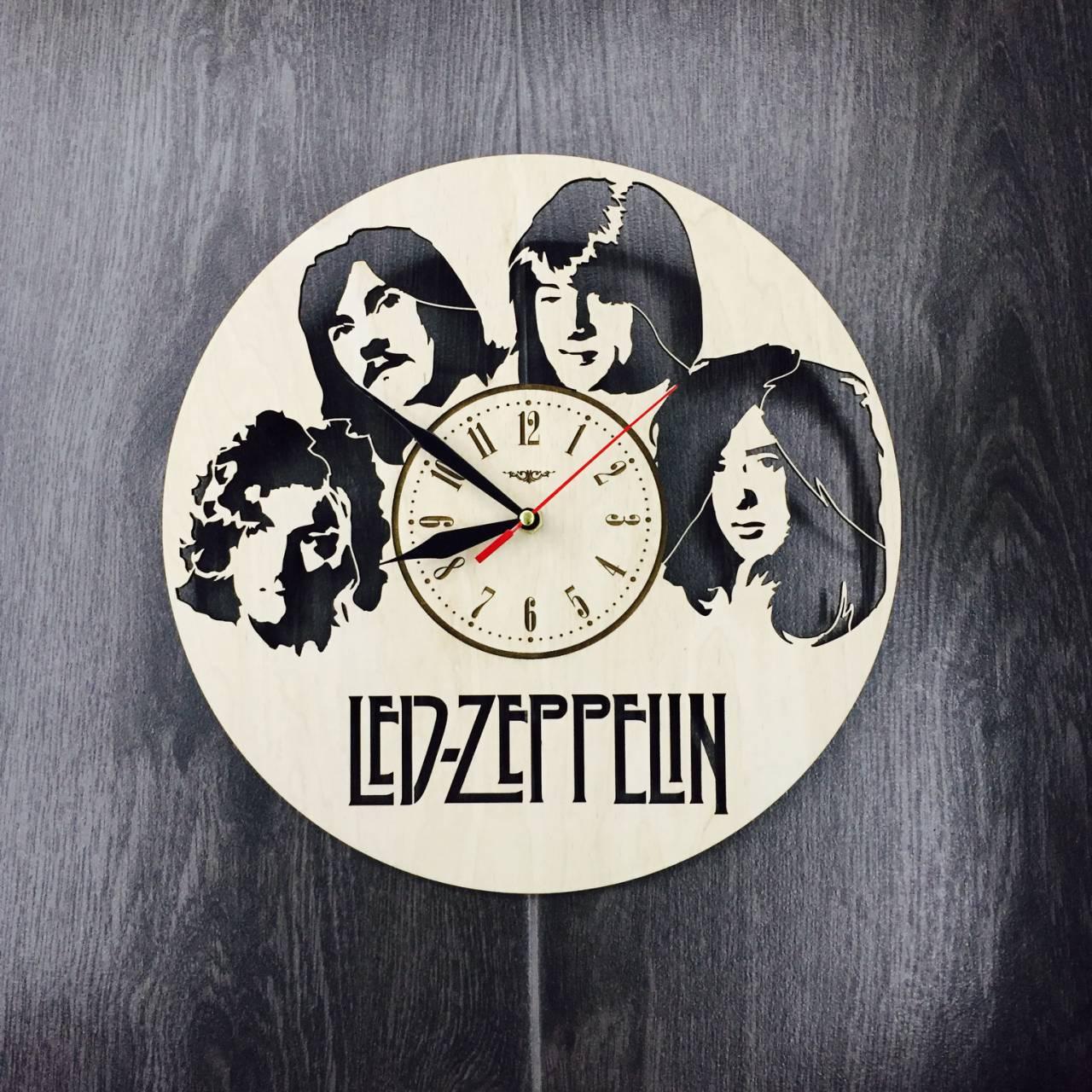 Арт-годинник настінний дерев’яний круглий "Led Zeppelin"