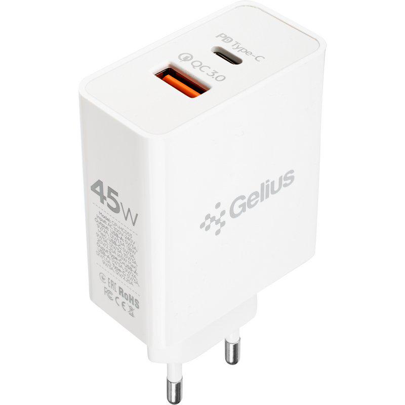 Зарядний пристрій мережевий Gelius X-Duo PRO 45W GP-HC053 Type-C/Type-C White (92355) - фото 4 Зарядний пристрій мережевий Gelius X-Duo PRO 45W GP-HC053 Type-C/Type-C White (92355) - фото 4