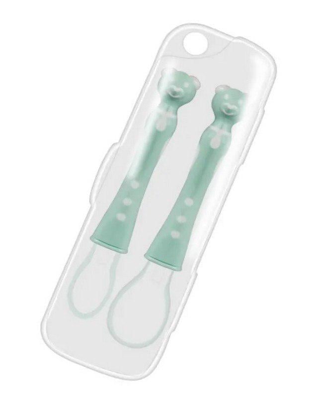 Набор силиконовых ложечек Мишки в футляре Бирюзовый (142505)