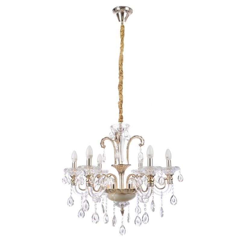 Люстра свеча подвесная хрустальная классическая Brille BCL-493S/6 E14/LED G