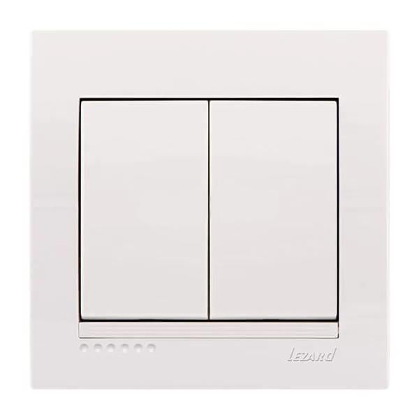 Выключатель двухклавишный Lezard Deriy Белый (27548712)