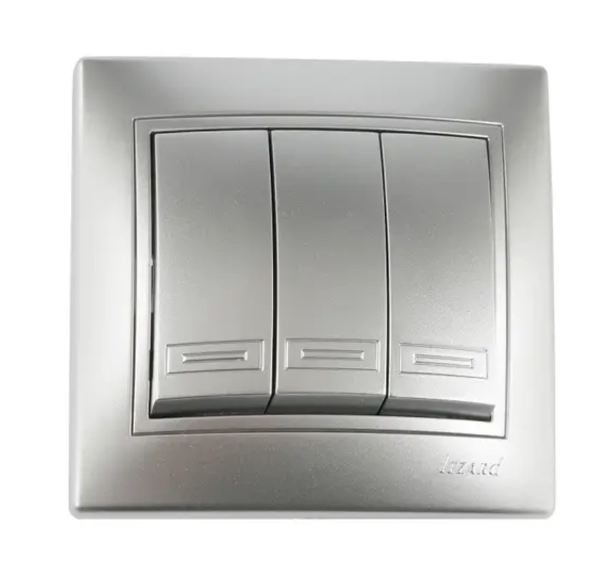 Выключатель трехклавишный Lezard Mira металл Серый (00000003165)