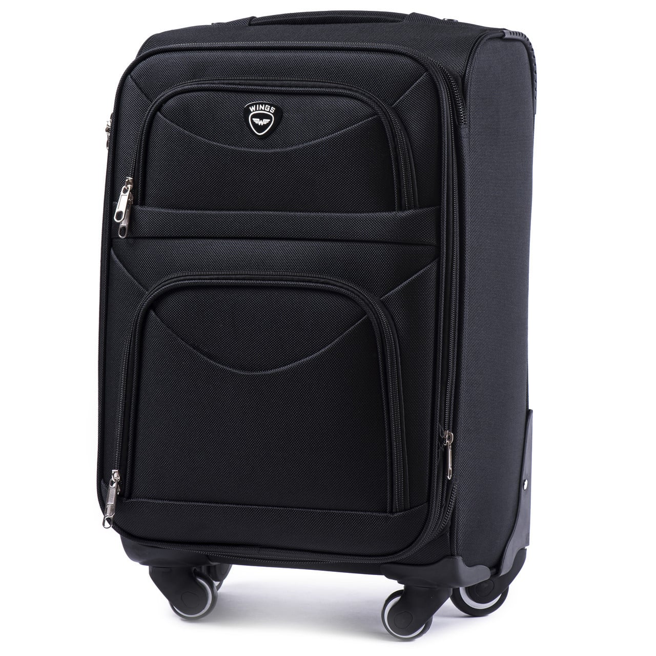 Чемодан ручная кладь Wings 6802 малый на 4 колесах 54х46х22 см Черный