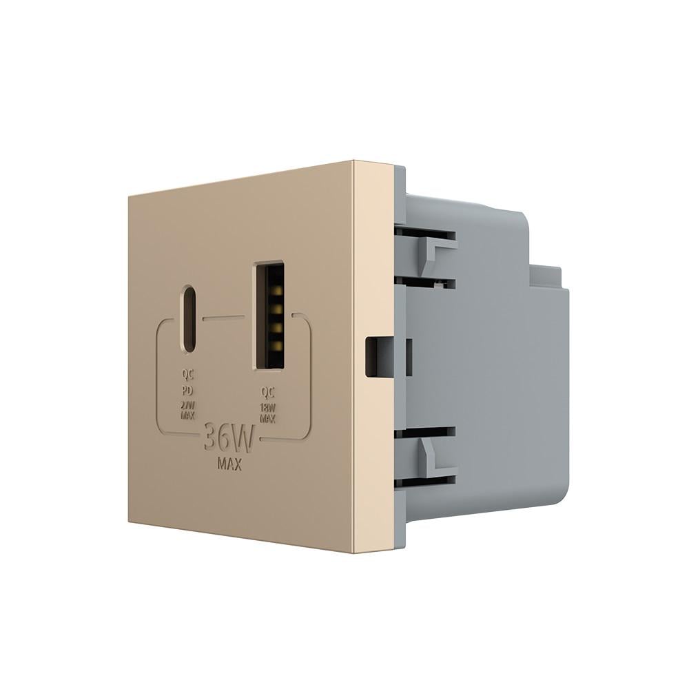 Механизм розетка USB-A и USB-C 36 W Золотой (VL-FCUA18W.UC18W-2AP)