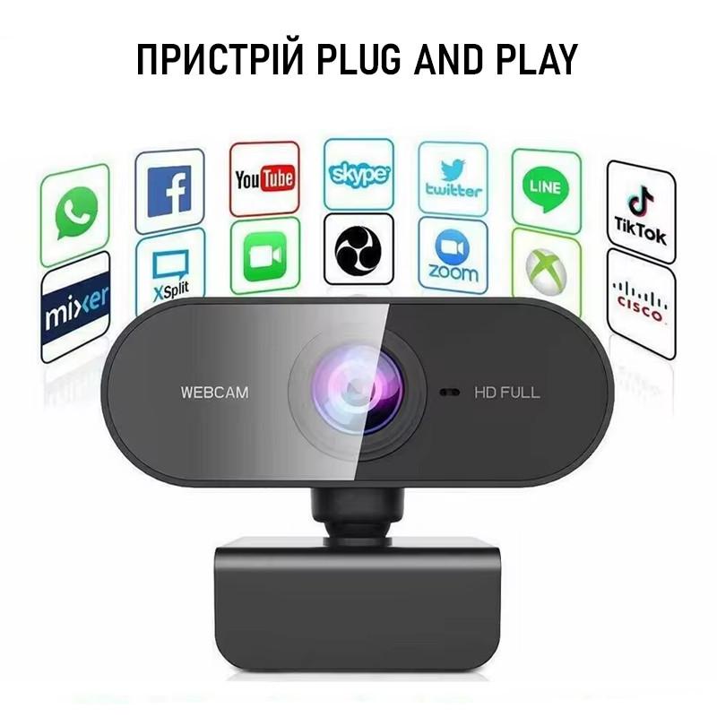 Веб-камера с микрофоном U&P Webcam X2 Full HD USB Black (SWE-X2FH-BK) - фото 8