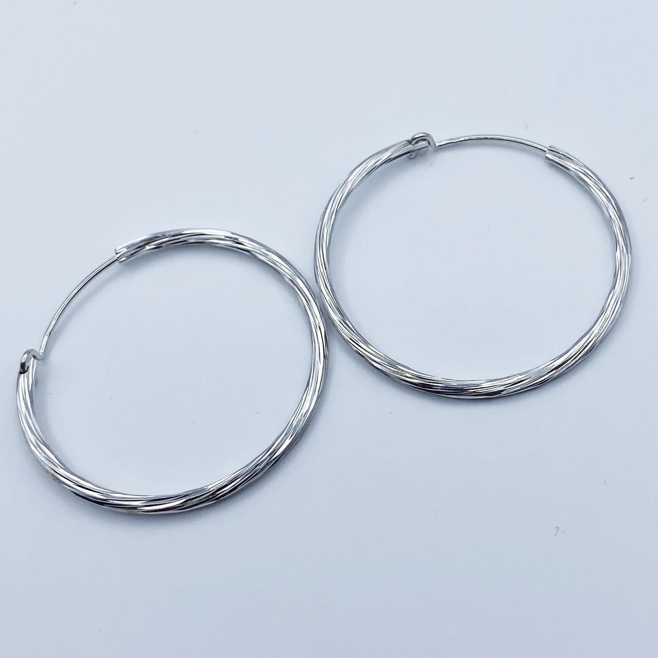 Серьги-кольца серебряные с алмазной гранью d 32 мм 2,87 г (2091183325)