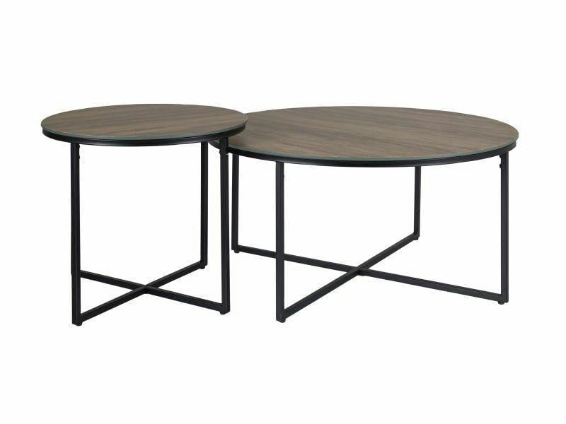 Журнальний столик Signal PALERMO комплект 80/50 см Світло-бронзове дерево/Чорний (PALERMOIJBRC)