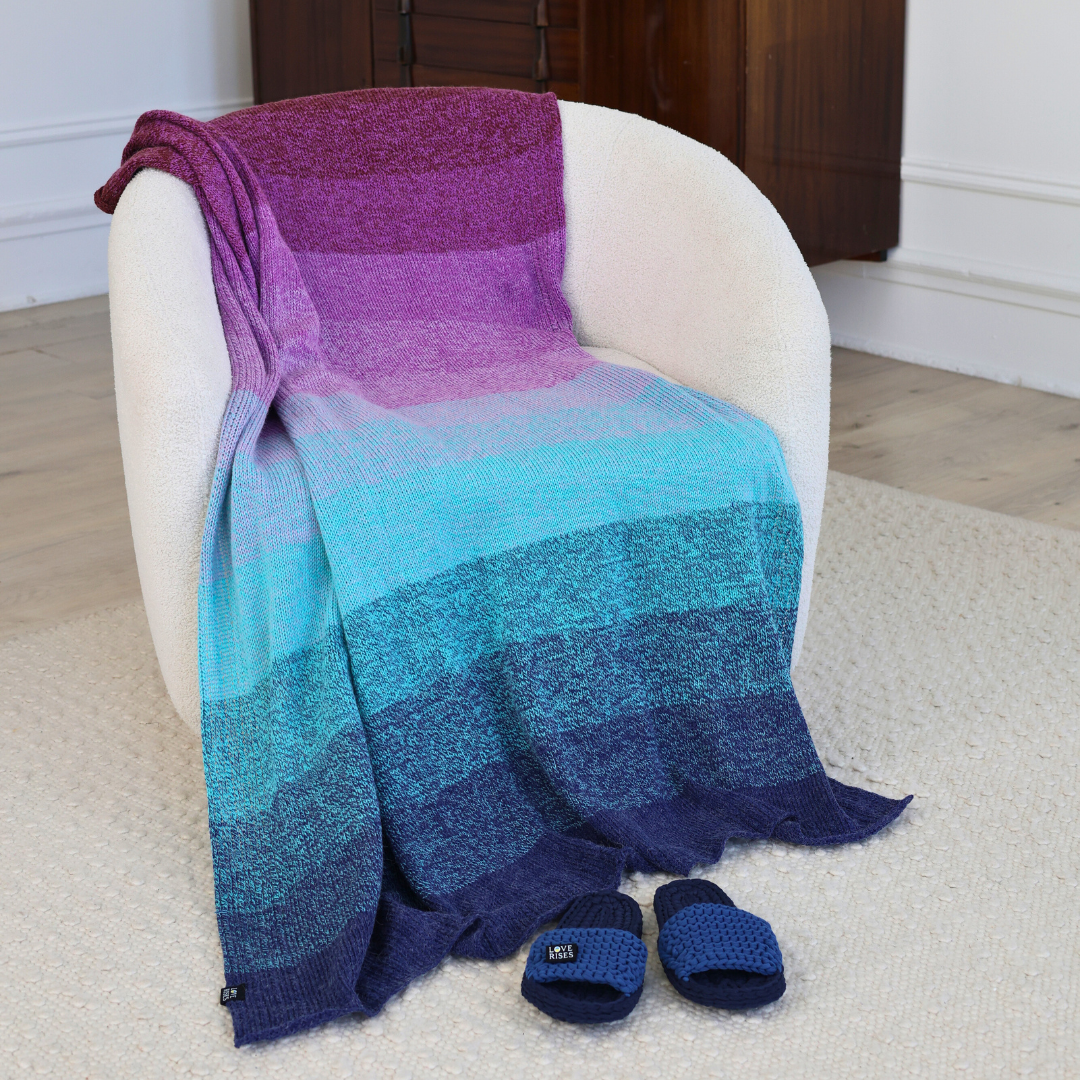 Плед в'язаний Сяйво горизонту ручна робота 130х150 см (LR- epic-blanket-433)
