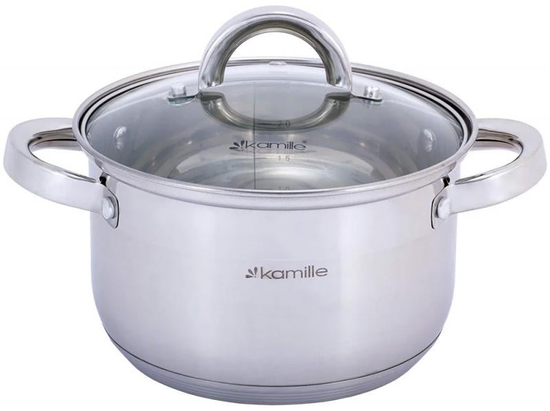 Набір каструль Kamille Madrid із нержавіючої сталі з мірною шкалою 1/1,8/2,5 л - фото 4