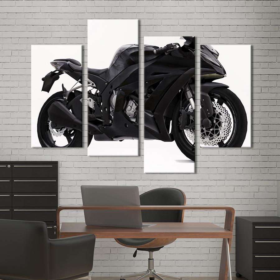 Картина на полотні Шикарний чорний велосипед Kawasaki Ninja 400 149x106 см (1240-42)