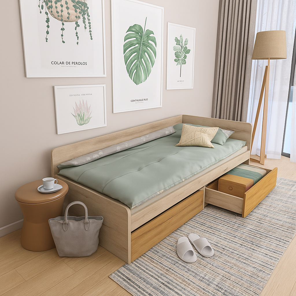 Кровать с ящиками Эверест 800 сплошной щит 80x190 см Дуб сонома/Крафт золотой (ЕВ20739.06) - фото 3 Кровать с ящиками Эверест 800 сплошной щит 80x190 см Дуб сонома/Крафт золотой (ЕВ20739.06) - фото 3