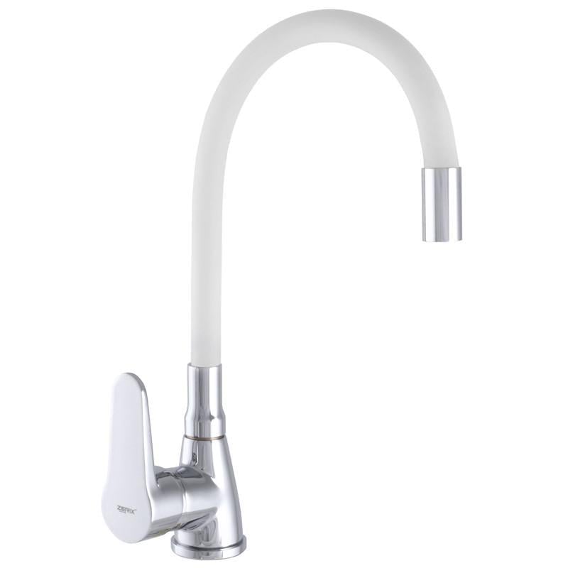 Смеситель для кухни Zerix SOP7 146 с гибким изливом Белый (ZX2660)